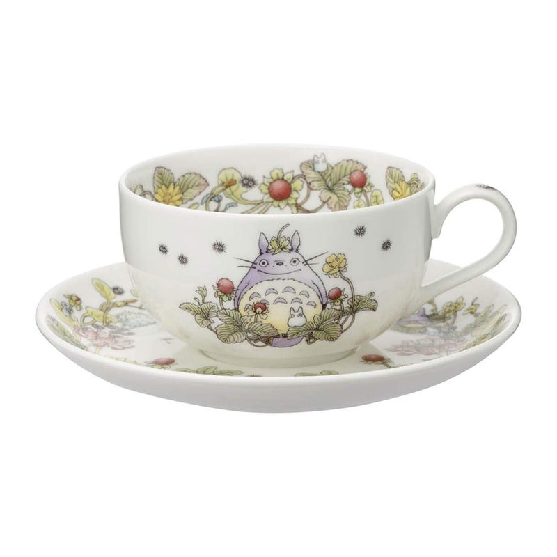 Noritake T97285A/4660-3 My Neighbor Totoro Milk Tea Cup & Saucer, 11.8 fl oz (325 cc), Snake Strawberry Version, Microwave Safe, 1 Guest, Bone China - Image 1